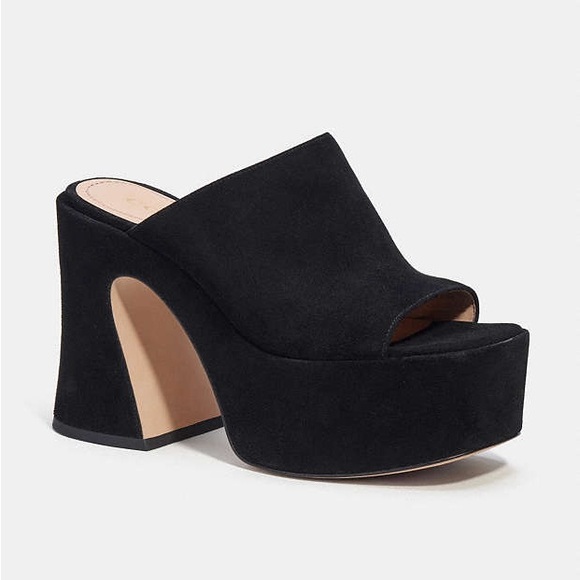 New! Coach Bobi Platform Suede Platform Sandals - Picture 1 of 7